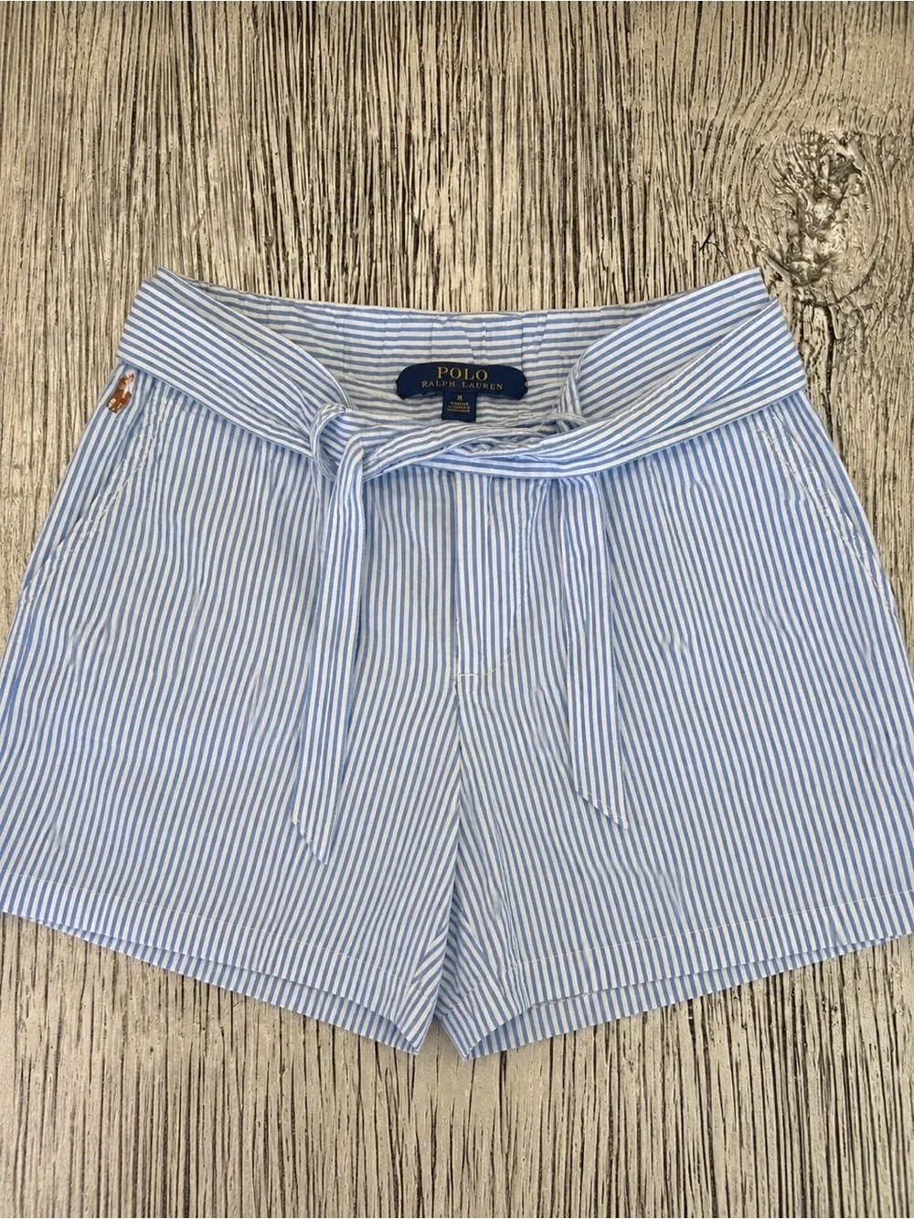 Polo Ralph Lauren Girls Blue & White Striped Shorts – Size 8 – Never Worn